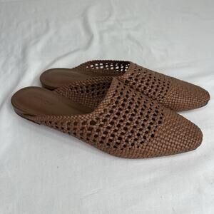 Vince Brown Braided Mules Size 7M Genuine Leather, casual, bohemian, chic, comfy